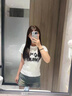 DGOV設計感小眾正肩棉質短袖T恤女夏美式辣妹短款修身百搭體恤上衣服 白色 M 曬單實拍圖