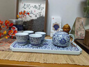 澤名家青花蓮韻西施壺一壺四杯陶瓷泡茶壺家用茶杯茶盤干泡盤功夫茶具 青花蓮韻（長方盤+龍珠壺） 6件 曬單實拍圖