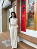 Mandy Zhang法式亮片蝴蝶結(jié)小香風(fēng)外套女春季氣質(zhì)花紗白色短款上衣 月影星白 S 曬單實拍圖