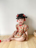 Shining Moment丨流彩唐韻 嬰兒百日宴衣服夏季女寶寶百天禮服短袖哈衣滿月包屁 福至旗袍立領(lǐng)哈衣（不含發(fā)帶） 80cm 曬單實拍圖