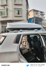 汽車車載車頂行李箱大容量 suv車頂箱 通用旅行箱行李架 600L白色雙開+高速靜音專用橫桿 免打孔 曬單實拍圖