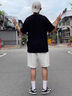 2025夏季新款短袖T恤五分袖t恤男裝衣服港風(fēng)潮牌冰絲半袖男體恤 T184黑色 M 【建議80-100斤】 曬單實(shí)拍圖