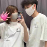 love legend情侶裝短袖夏季t恤套裝一男一女寬松休閑簡約衣服半袖班服定制 白男+白女【小白】 M 男+S 女 曬單實(shí)拍圖