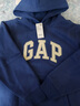 Gap男女裝碳素軟磨抓絨字母logo連帽衛(wèi)衣上衣609116 藍(lán)色 165/88A(S) 亞洲尺碼 曬單實(shí)拍圖