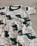 【男寶夏季套裝】男童短袖卡通印花兒童兩件套衣服套裝純棉短袖 Z-14 白底滿花龍短袖套裝 80 建議70cm身高左右 曬單實(shí)拍圖