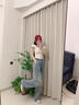 鉑吶苓天絲牛仔褲女春夏復(fù)古風(fēng)高腰寬松休閑褲子潮流闊腿褲垂感直筒褲 復(fù)古牛仔褲【藍(lán)】 L 曬單實(shí)拍圖