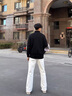 POUM白色牛仔褲男春秋季美式高街vibe直筒修身百搭彎刀微喇牛仔褲子 DFFS-752白色 XL 曬單實拍圖