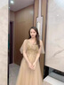 鉑朗尼奧伴娘服大碼200斤2025新款晚禮服氣質(zhì)仙輕奢顯瘦主持年會大碼胖mm2 香檳色綁帶長款衣長140 均碼 L105-119斤 曬單實(shí)拍圖