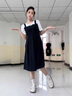 莫代爾法式赫本風連衣裙女2025夏季新款時尚氣質(zhì)溫柔風小個子薄款透氣裙 黑色背帶裙（假兩件） L 100-115斤 曬單實拍圖
