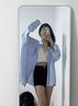 小野七天條紋襯衫女2025夏季新款寬松長(zhǎng)袖襯衣外套上衣學(xué)生休閑簡(jiǎn)約百搭 條紋襯衫藍(lán)色 M (適合90-105斤） 曬單實(shí)拍圖
