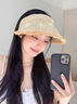 恬飾草帽女夏季大帽檐草編漁夫帽可折疊海邊度假遮陽(yáng)防曬帽出游戶(hù)外 草帽女【白色小花】 曬單實(shí)拍圖