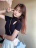 嘉麗薇短袖t恤女夏2025新款黑色韓版鏤空半高領(lǐng)t恤女正肩小個子緊身上衣 黑色【半高領(lǐng)鏤空】 XL ( 114-125斤 ) 曬單實拍圖