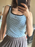CHUU箭頭印花撞色小背心女2025秋季新品Q(chēng)Q炫舞聯(lián)名無(wú)袖短上衣 藍(lán)色 均碼 曬單實(shí)拍圖