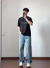 森馬（Semir）森柔|牛仔褲男夏季寬松直筒褲復古水洗薄款純棉長(cháng)褲103325124102A 曬單實(shí)拍圖