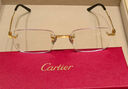 卡地亞（Cartier ）眼鏡框方形無(wú)框男女款金色簡(jiǎn)約合金近視鏡架可配鏡片CT0349O送禮 【眼鏡盒顏色隨機。下單眼鏡贈送，單拍不發(fā)貨】 曬單實(shí)拍圖