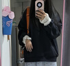 庫恩瑪維（KUHNMARVIN）文藝蕾絲拼接衛衣女2025年秋季韓版niu系慵懶風(fēng)圓領(lǐng)上衣K36235 藏青色 L 曬單實(shí)拍圖