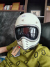 AMZ復古日式全盔夏季尖嘴巡航頭盔機車(chē)男女玻璃鋼小盔體踏板車(chē)安全帽 象牙白銀邊+內鏡（小盔體非3C） 大-L碼【適合頭圍57-58】 曬單實(shí)拍圖