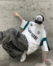 Shelley Jones撞色短袖polo衫男裝夏季新款ins寬松潮流半袖體恤衫青少年上衣服 7817白綠 XL 曬單實拍圖