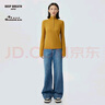 哥弟真的好（GIRDEAR）女裝煙管領(lǐng)排扣修身蔥紗羊毛針織衫女A301112 姜黃 L (4碼) 曬單實(shí)拍圖