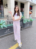 小豬彼特女童闊腿褲夏季薄款兒童冰絲褲子大童夏裝女孩防蚊褲直筒長褲寬松 15088粉紫色 140 cm 曬單實拍圖