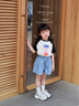 巴拉巴拉童裝兒童短褲女童牛仔褲2025夏季新款A字裙褲蝴蝶結抑菌 牛仔淺藍88101 110 曬單實拍圖