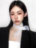 時髦韓系2025春季新款法式歐根紗長條飄帶小絲巾純色圍脖裝飾女 【主圖款】米色 曬單實拍圖