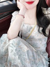 莫代爾新中式國風(fēng)復(fù)古氣質(zhì)碎花連衣裙女2025夏季新款收腰過膝海邊度假裙 碎花連衣裙 M 曬單實(shí)拍圖