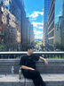 POUMcleanfit短袖t恤男美式高街重磅拉鏈設計感正肩金屬字母半袖上衣 JHP-1306黑色 XL 曬單實拍圖