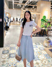 舒芳蝶（shufangdie）短袖雪紡連衣裙夏季女裝2025年新款韓版中長款牛仔裙套裝女小個子 藍色 M 曬單實拍圖