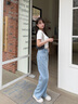 Teenie Weenie【涼感】小熊女裝牛仔褲2025年夏季新款簡約時髦長褲 淺藍色 S 曬單實拍圖