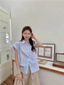 DGOV條紋小飛袖短袖襯衫女夏季2025新款上衣女設(shè)計(jì)感小眾法式別致襯衣 襯衣 M 建議96-115斤 曬單實(shí)拍圖