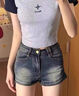 凰巣美式復古牛仔短褲女2025年新款爆款夏季緊身顯瘦超短褲辣妹熱褲子 藍色S（優(yōu)質(zhì)款） 曬單實(shí)拍圖