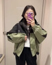AEMAPE洋氣女士短外套2025春秋季新款小個(gè)子短款夾克上衣連帽寬松女款 軍綠色 L (105-115斤拍) 曬單實(shí)拍圖