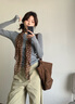 啄木鳥棕色波點絲巾印花百搭配飾系脖女2024年新款發(fā)帶綁發(fā)長條圍巾禮物 棕色波點絲巾 曬單實拍圖