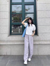 棉致冰絲休閑褲子女薄款2025新款小個(gè)子垂感高腰寬松彎刀涼涼山本褲 E588紫色【高品質(zhì)23.5】 L 110-125斤 曬單實(shí)拍圖