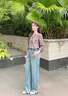 布符（Cloth Fu）布符2025年夏季牛仔藍(lán)直筒牛仔褲女高腰透氣薄款休閑褲顯瘦修身 牛仔藍(lán) S 曬單實(shí)拍圖