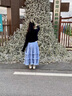 愛邁尼女童半身裙春秋新款兒童荷葉邊格紋裙子中長(zhǎng)款女孩洋氣春裝蛋糕裙 6029藍(lán)色半身裙 140 cm 曬單實(shí)拍圖