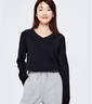 佐丹奴T恤女基礎(chǔ)款舒適內(nèi)搭打底衫純棉純色V領(lǐng)長袖t恤女13322759 09標(biāo)志黑色 L 曬單實(shí)拍圖