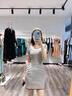 FSHE2025新款韓版法式方領(lǐng)撞色條紋短袖針織連衣裙女夏基礎(chǔ)款裙子 UU-2257方領(lǐng)條紋裙子 L 曬單實(shí)拍圖