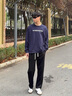 百鵲亭休閑褲子男春秋夏季小眾設(shè)計(jì)感hiphop衛(wèi)褲松緊薄款直筒運(yùn)動(dòng)褲子 黑色 XL碼（110-145） 曬單實(shí)拍圖