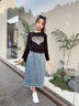 G.DUCKKIDS小黃鴨女童牛仔半身裙洋氣休閑兒童裙子中大童女孩韓版夏薄款短裙 藍(lán)色 130 cm 曬單實(shí)拍圖