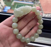 皇玉臣品牌和田玉青白玉貔貅手鏈男女款玉石皮丘手串皮休圓珠手鏈手飾 貔貅手鏈 曬單實拍圖