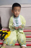奧蒙威兒童漢服演出服幼兒園服古裝國學民族服裝新中式男女中國風唐裝 男童套裝 薄款 110 曬單實拍圖