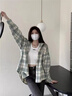 夏蓓朵韓系襯衣薄款初春裝2025新款設計感小眾格子襯衫外套女上衣夏季 淺綠格子 L 55/60kg 曬單實(shí)拍圖