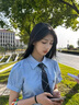 雅黛絲薇學(xué)院風(fēng)套裝連衣裙子女夏季2025新款小個(gè)子鹽系穿搭法式高級感長(cháng)裙 襯衫加領(lǐng)帶+半身裙 M 曬單實(shí)拍圖