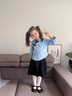 兒童愛國詩歌朗誦服裝民國風(fēng)學(xué)生裝五四青年中山裝男女童合唱團六一演出服 純色女款藍(lán)色短袖+裙子 160cm 曬單實拍圖
