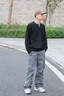 gxg.jeans男裝針織衫 黑色假兩件半開(kāi)襟休閑毛衣 25年春新品 黑色 M (170) 曬單實(shí)拍圖