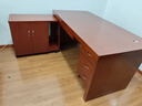 94027 領(lǐng)導辦公桌實(shí)木老板桌貼木皮油漆班臺【新胡桃色/紅胡桃色】 曬單實(shí)拍圖