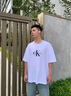 Calvin KleinJeans25春夏男女情侶休閑ck字母純棉落肩袖寬松短袖T恤4RAB823 YAA-月光白 XL 曬單實(shí)拍圖