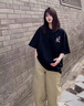 籬人歸美式hiphop高街短袖t恤男藤蔓花卉潮牌半袖重磅小領(lǐng)口半截袖男裝 黑色【升級(jí)款】 90買家的選擇 XL 曬單實(shí)拍圖